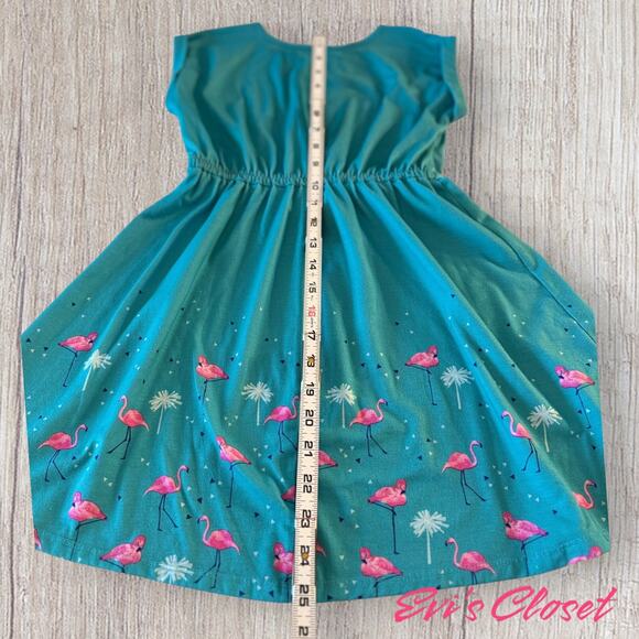 SO Turquoise Flamingo Short Sleeved Dress Girls Size 7-8 - Picture 8 of 8